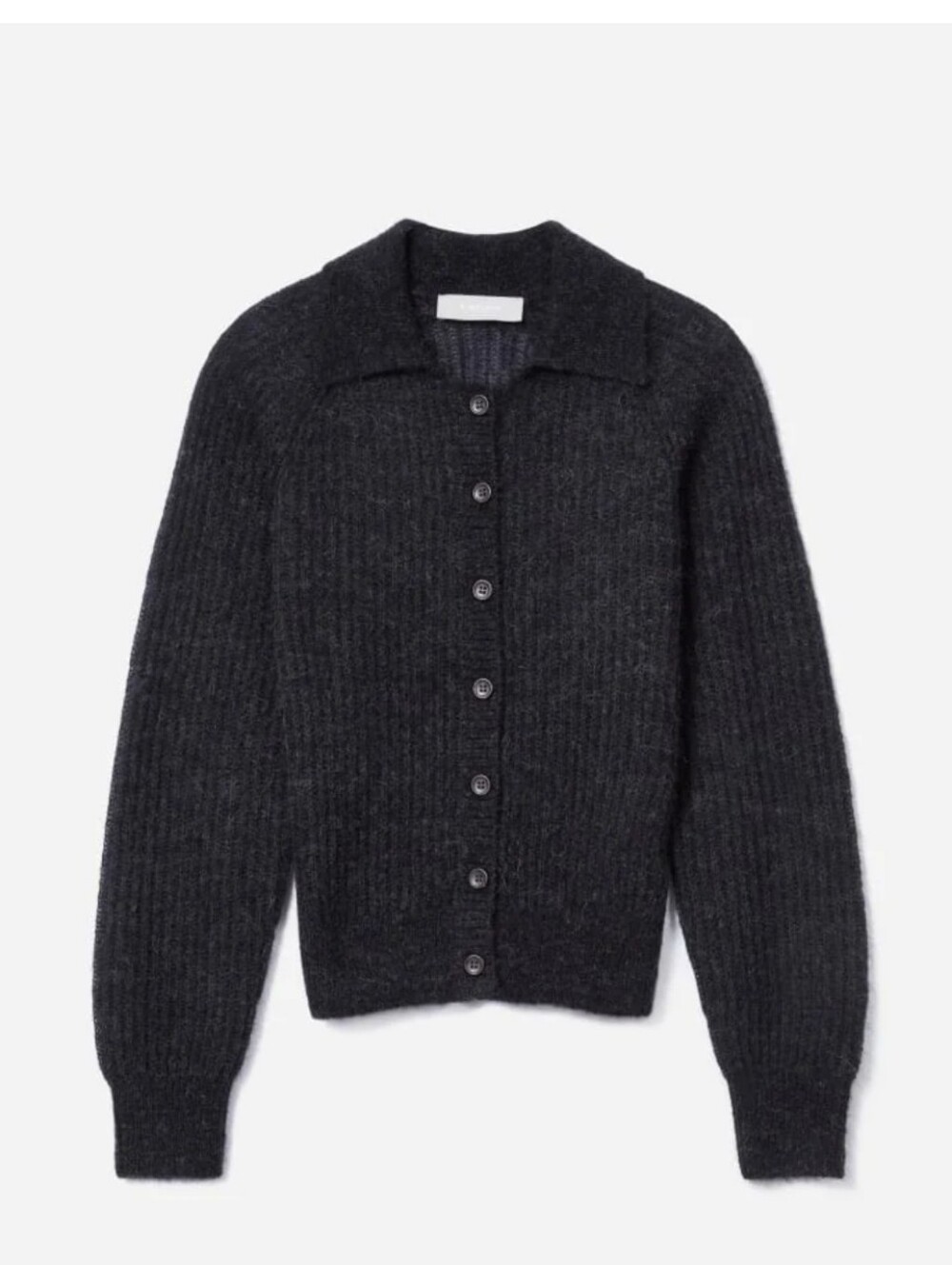 Everlane The Alpaca Collared Cardigan In Heather Black Size XS